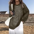 thumbnail image 2 of Cavosen Women's Knit Sweaters Crew Neck Short Length Cable Knit Pullover Mesh Long Sleeve Stretch Breathable Outerwear Coats, 2 of 6
