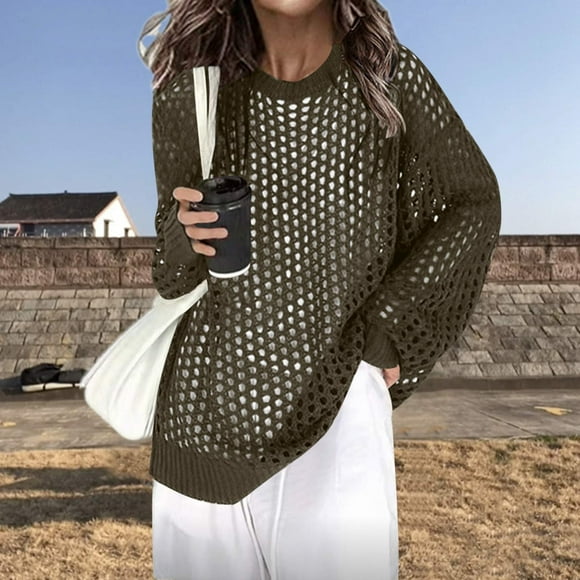 YUTK Womens Jackets Plus Size,Women's Solid Color Knitted Sweater Knitted Round Neck Hooded Sweater Pullover Top(Green,Free Size)