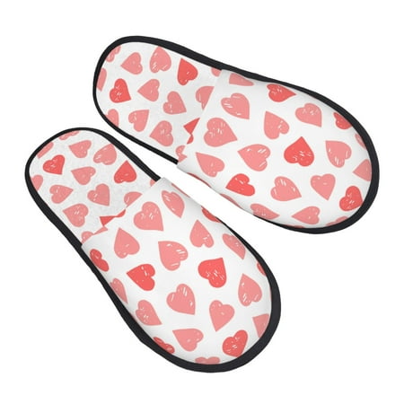 

Ocsxa Mens Womens Cozy Memory Foam Scuff Slippers Slip On Warm House Shoes Indoor/Outdoor-Pink Hearts1