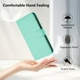 thumbnail image 6 of Wallet Case Compatible for iPhone 11 Pro, PU Leather Magnetic Closure Protective Flip Folio Case with 3 Card Holder and Wrist Strap Cover Women Men,Mint Green,For iPhone 11, 6 of 7