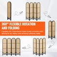 thumbnail image 3 of Biombo divisor de ambientes de 4 paneles VEVOR, biombos de privacidad plegables de ratán tejido a mano con bisagras, divisores de ambientes portátiles, divisor de pared independiente de madera, 3 of 9