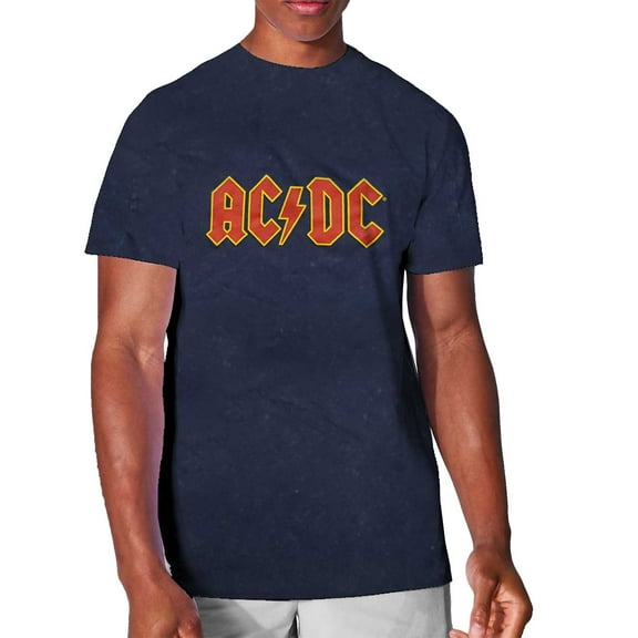 Men's AC/DC Logo (Snow Wash) Vintage T-shirt Small Navy