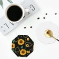 thumbnail image 5 of Disketp Sunflowers Funny Coasters,4 Pcs Leather Coasters With Holder, Perfect Housewarming Hostess Gifts,Protect Furniture From Water Marks Scratch, 5 of 9