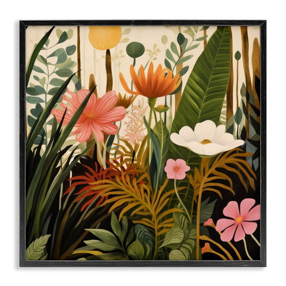 Stupell Industries Botanical Embrace in the Jungle Black Framed Giclee Art, design by Lazar Studio