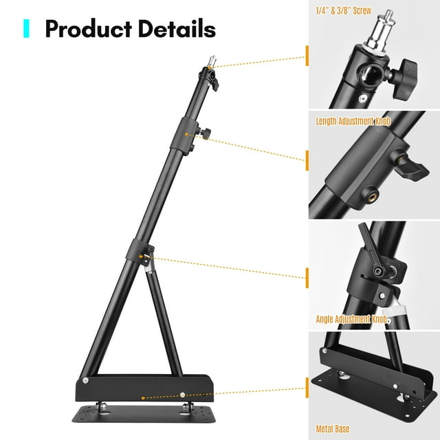 Wall Mounting Triangle Boom Arm Light Stand for Photography 180 Rotatable, 5kg Load Capacity, Length 130cm/51.2in, Compatible with Strobe Light, Monolight,
