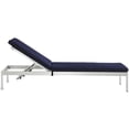 thumbnail image 3 of Modway Shore Outdoor Patio Aluminum Chaise with Cushions in Silver Navy, 3 of 4