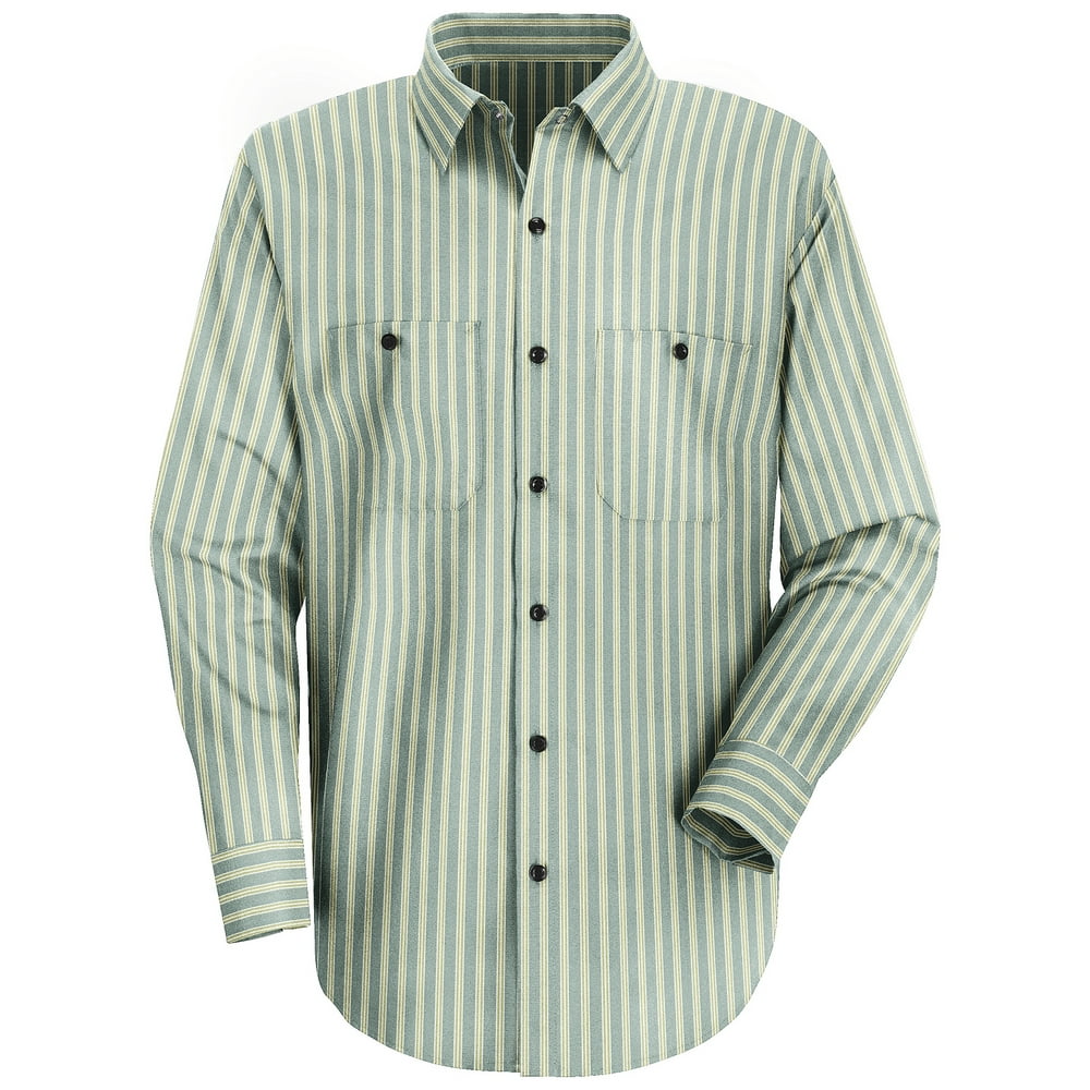 Red Kap® - Red Kap® Men's Long Sleeve Industrial Stripe Work Shirt