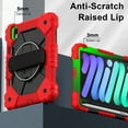thumbnail image 5 of For iPad Mini 7th 6th Generation Case with Pencil Holder, Heavy Duty Shockproof Ruggd Rotating Kickstand Hand Strap Cover Case with Shoulder Strap Kids Friendly Case for Apple iPad Mini 6 7,Red+Black, 5 of 8
