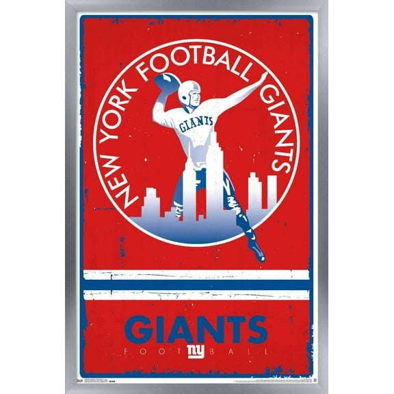 NFL New York Giants - Retro Logo 15 Wall Poster, 14.725" x 22.375", Framed
