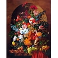 thumbnail image 2 of Golovin, Konstantin 20x24 White Modern Wood Framed Museum Art Print Titled - Still life with a monkey, flowers and fruits, 2 of 4