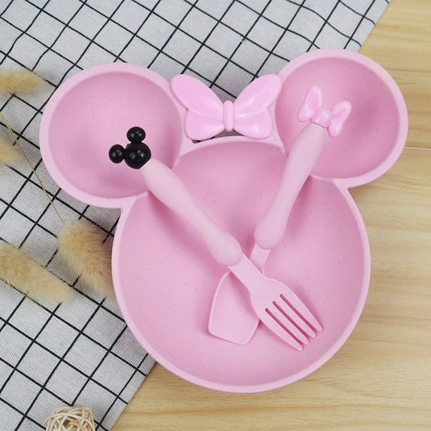 Juego de regalo para jardín de infantes Cuenco y plato para niños Plato de cena para niños de tres piezas Vajilla de paja de trigo Plato de cena dividido