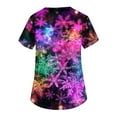 thumbnail image 4 of Inglocry Christmas Scrubs Women's Snowflake Christmas Tree Print Nursing Uniform Plus Size V Neck Short Sleeve Nurse Shirt with Pockets Hot Pink M, 4 of 4
