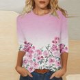 thumbnail image 2 of Pompotops Mode T-shirt Décontracté à Manches 3/4 Col Rond Confortable pour Femmes en Solde, 2 of 5