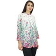 thumbnail image 5 of Phagun Womens Floral Printed White Full Sleeve Casual Tunic Top Blouse Shirt - 4, 5 of 8