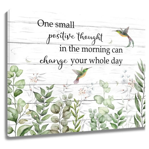 Inspirational Botanical Wall Art Motivational Quotes and Green Eucalyptus Hummingbird Canvas Wall Art Farmhouse Framed Wall Art for Living Room Bedroom Bathroom Home Decor Ready to Hang,8x10 Inches