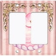 thumbnail image 6 of Metal Light Switch Plate Cover Elegant Pastel Pink Cake Striped Wallpaper CAK047, 6 of 13