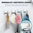 thumbnail image 2 of Towel Hooks for Bathroom (4 Pack) Adhesive Towel Hook Shower Hooks for Inside Shower - Sticky Bathroom Wall Hooks for Hanging Towels, Robe, Loofah, Bath Sponge - Brushed Nickel Towel Hooks, 2 of 9