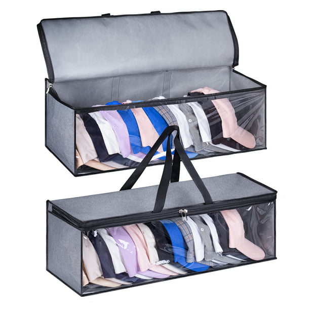 MISSLO 2PCS Wide Hat Storage, Baseball Cap Organizer with Carrying ...