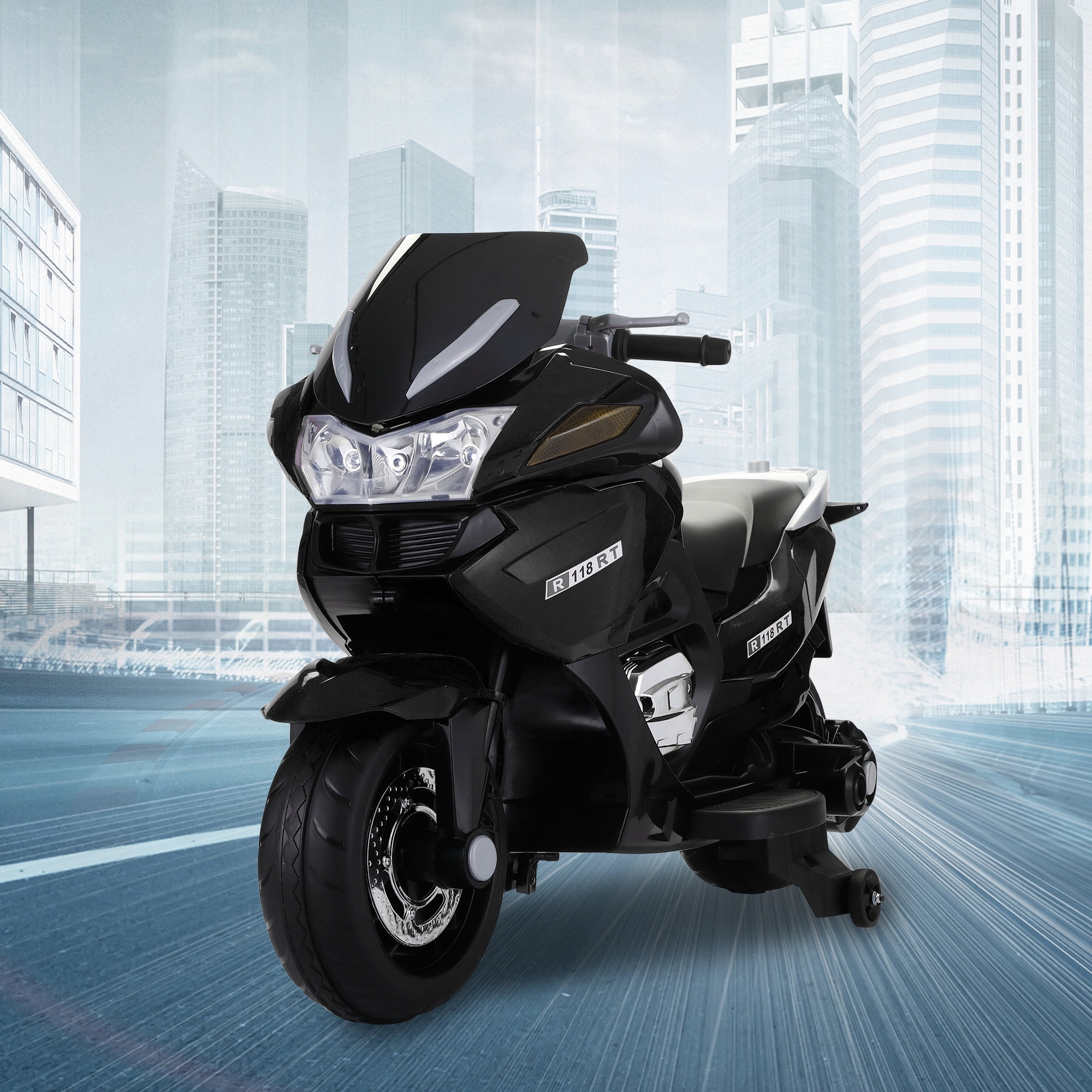 12V Boys Motorcycle, Children Battery Motor Bikes, Rechargeable 3 Wheels Ride on Kids Electric Motorcycle