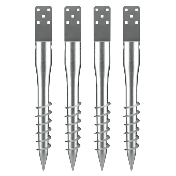 KFFKFF 4-Pack 3.94 x 2.76 x 27.56 Inch No Dig Ground Anchor DIY Screw Anchor Stakes