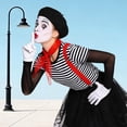 thumbnail image 4 of 6PCS Mime Costume for Women, Black Tutu French Hat Red Mime Scarf White Gloves Knee High Socks Suspenders French Costume for Halloween Carnival Cosplay Party, 4 of 7