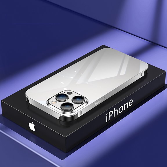 SaniMore Case for iPhone 14 Pro (6.1" 2022), Stainless Steels Backplane Anti-fingerprint [Stylish Design] Ultra-slim Lightweight Heavy Duty Protective Shell Shockproof Anti-fall, #1 Silver