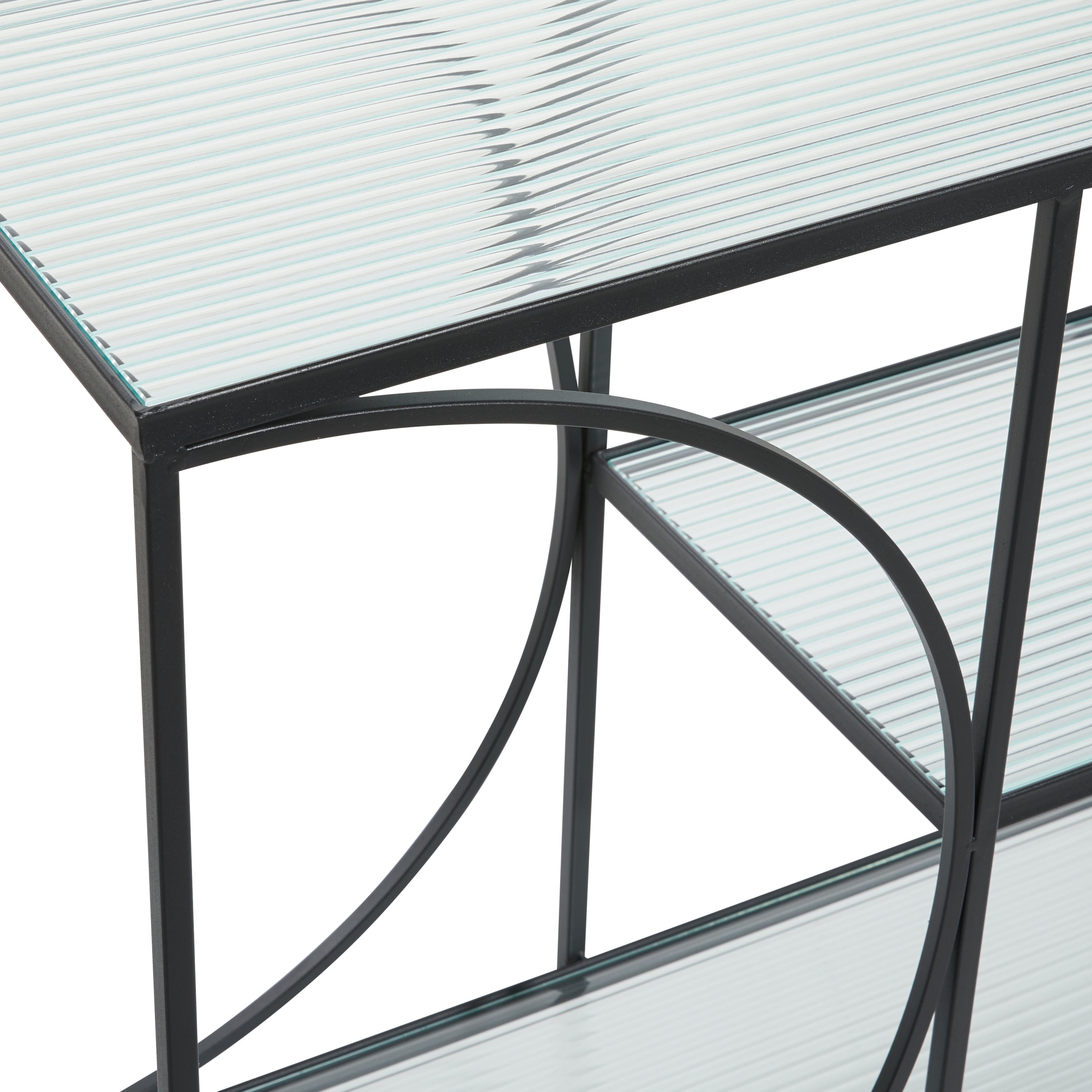 DecMode 32" x 48" Black Metal Industrial Console Table