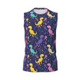 thumbnail image 6 of Lsque Colorful Dinosaur Print Men's Cotton Blend Sleeveless Muscle Shirts (S-3XL)- Moisture Wicking, Odor Protection, UPF 30+,3X-Large, 6 of 8