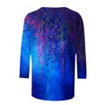 thumbnail image 5 of Xuyuer 3/4 Length Sleeve Womens Tops Round Neck Casual Summer Tunic Tops Basic Tees Blouses Dressy T-Shirts Pleated Shirts Blouses Spring Fashion Ethnic Graphic Crew Neck Tunic T Shirts, 5 of 7