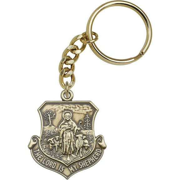 Antique Gold Lord Is My Shepherd Keychain