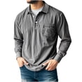 thumbnail image 2 of RKSTN Long Sleeve Shirts for Men Oversized Button Down Collar Classic Golf Shirt Mens Solid Single Pocket Soft Versatile Casual Polos T Shirt Top for Everyday Outing Office Looks Weekend Activities, 2 of 6