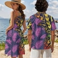 thumbnail image 4 of Jeiento Polynesian Couples Matching Outfits Women Beach Dresses Hawaiian Shirts for Men Tropical Leaves Luau Party Couples Tribal Outfits Matching Sets, 4 of 6