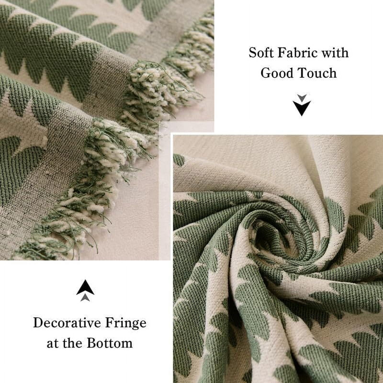 Eurhowing Boho Couch Cover for 2-3 Cushion Couch, Chenille Sofa Cover Blanket with a Pillowcase, Anti-Slip Tassel Sofa Slipcover for Pet, (71'' x 118'', Green)