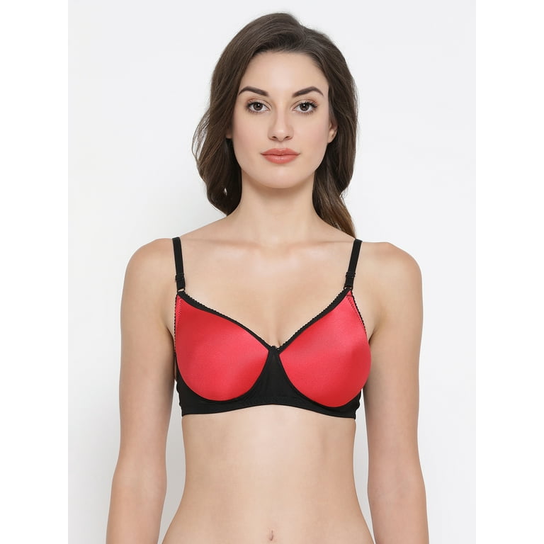 Clovia Padded Non-Wired Full Coverage T-shirt Bra In Red 