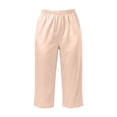 thumbnail image 6 of Hxshgdsn Womens Satin Cropped Wide Leg Pants Elastic Waist Casual Capri Trousers for Summer Home Relax Daily Casual Outings（Khaki/L）, 6 of 6