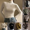thumbnail image 4 of Women Basic Turtleneck Top Soft Stretch Long Sleeve Shirt Solid Color Base Tops, 4 of 10