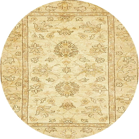 Ahgly Company Machine Washable Indoor Round Abstract Orange Area Rugs, 7' Round