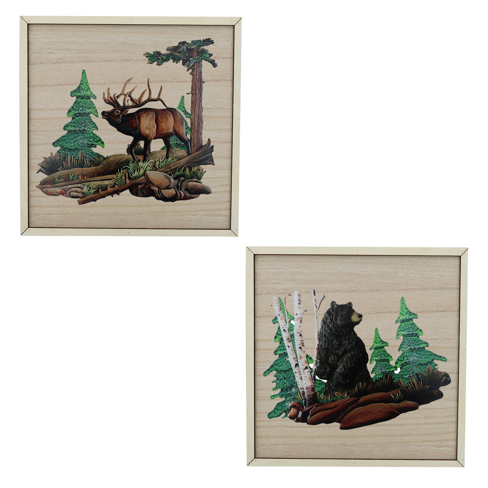 BVLFOOK DIY Wood and Metal Cabin wall Art Decor with Bear and ...