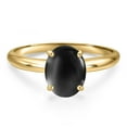 thumbnail image 3 of Gem Stone King 14K Yellow Gold Black Onyx Engagement Ring for Women | 2.60 Cttw | Oval Cabochon 10X8MM | Gemstone December Birthstone | Size 9, 3 of 6