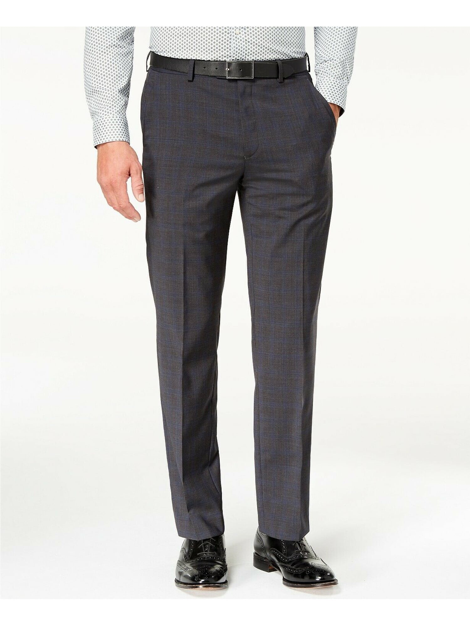 MICHAEL KORS Mens Gray Windowpane Plaid Classic Fit Suit Separate Pants 44W  /30L 