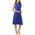 thumbnail image 4 of VESTIDO PLISADO CON CUELLO INSPIRE CHIC PARA MUJERES, V CUELLO SIN MANGAS, VESTIDOS DE OFICINA XL AZUL, 4 of 5