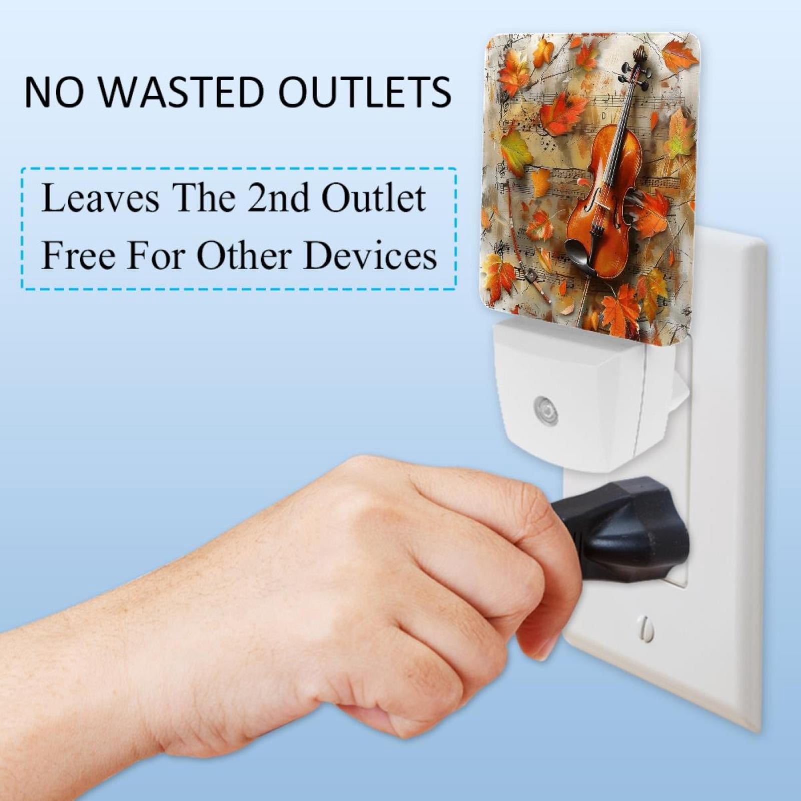 PhooArto Maple Leaves Violin Music Plug in LED Night Light Auto Sensor Dusk to Dawn Decorative Night for Bedroom, Bathroom, Kitchen, Hallway, Stairs, Baby's Room, Energy Saving