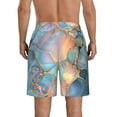 thumbnail image 3 of KLL Pastel Abstract Fluid Art Men's Casual Summer Beach Shorts Hawaiian Shorts with Pockets-Large, 3 of 5