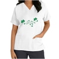 thumbnail image 5 of lcziwo Lucky Clover Rainbow Shirts for Women 2025 St Patrick's Day Short Sleeve Irish Shirts Loose Fit V-Neck Scrubs Tops with Pockets White M Lightning Sale, 5 of 7