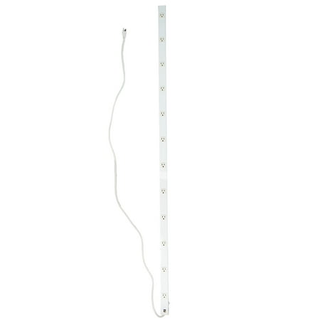 6' White 12-Outlet Mountable Power Strip Bar