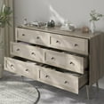 thumbnail image 4 of Rattan Dresser for Bedroom, Grey 6 Drawer Dressers & Chest of Drawers, Boho Dresser with Handles Wood Chests Storage Organizer Farmhouse Dressers for Closet, Hallway, Office, 4 of 13