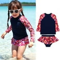 thumbnail image 2 of Girls Swimsuits Kids Two-Piece Rashguard Swim Set Bathing Suits Beach Shorts Quick Dry Swim Shirts,X6-Dark Blue,18-24 Months, 2 of 6