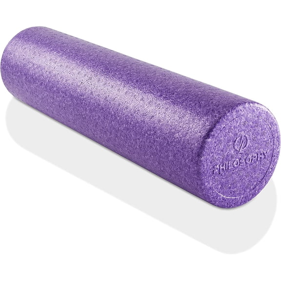 24" High-Density Foam Roller for Exercise, Massage, Muscle Recovery - Round Purple