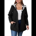 thumbnail image 2 of Chaqueta Ligera Reversible con Capucha y Cremallera de Larga para Mujer, Cortavientos Informal, Impermeable. Negro 4XL, 2 of 10