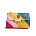thumbnail image 2 of Bolso de mano de mujer con diamantes sintéticos, bolso de ante arcoíris para mujer, bolso cruzado de colores combinados, bolso de mano con piedras de retazos, 2 of 4
